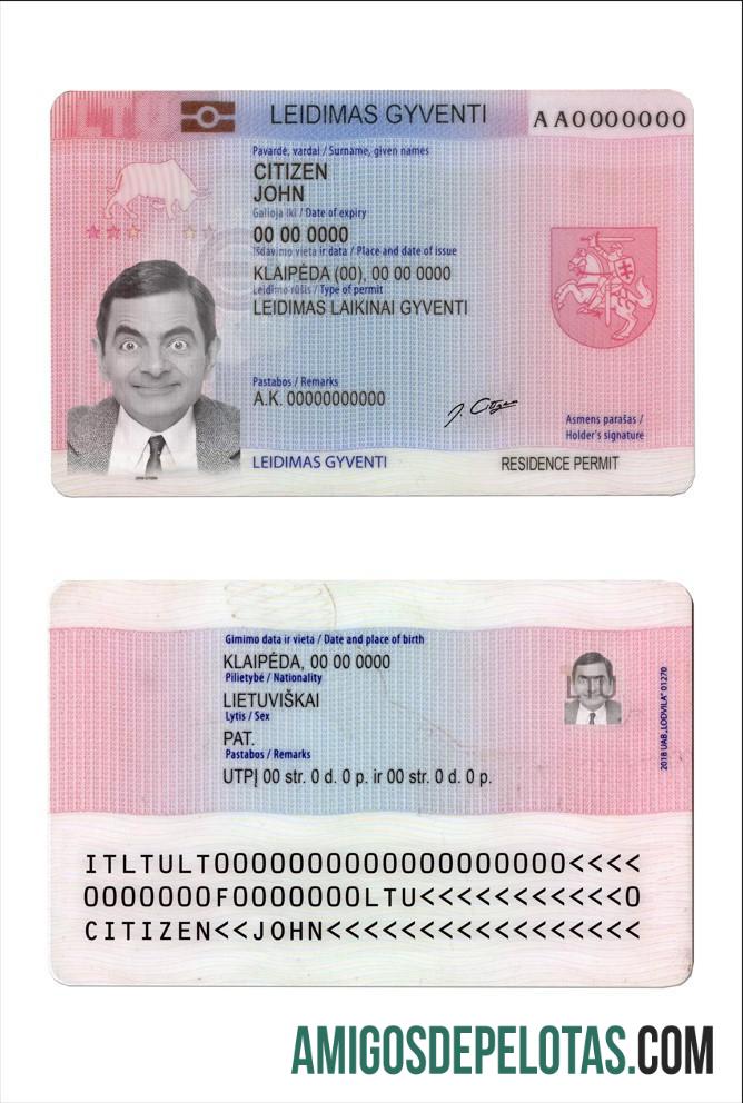 Cartão de Residência Litva amostra